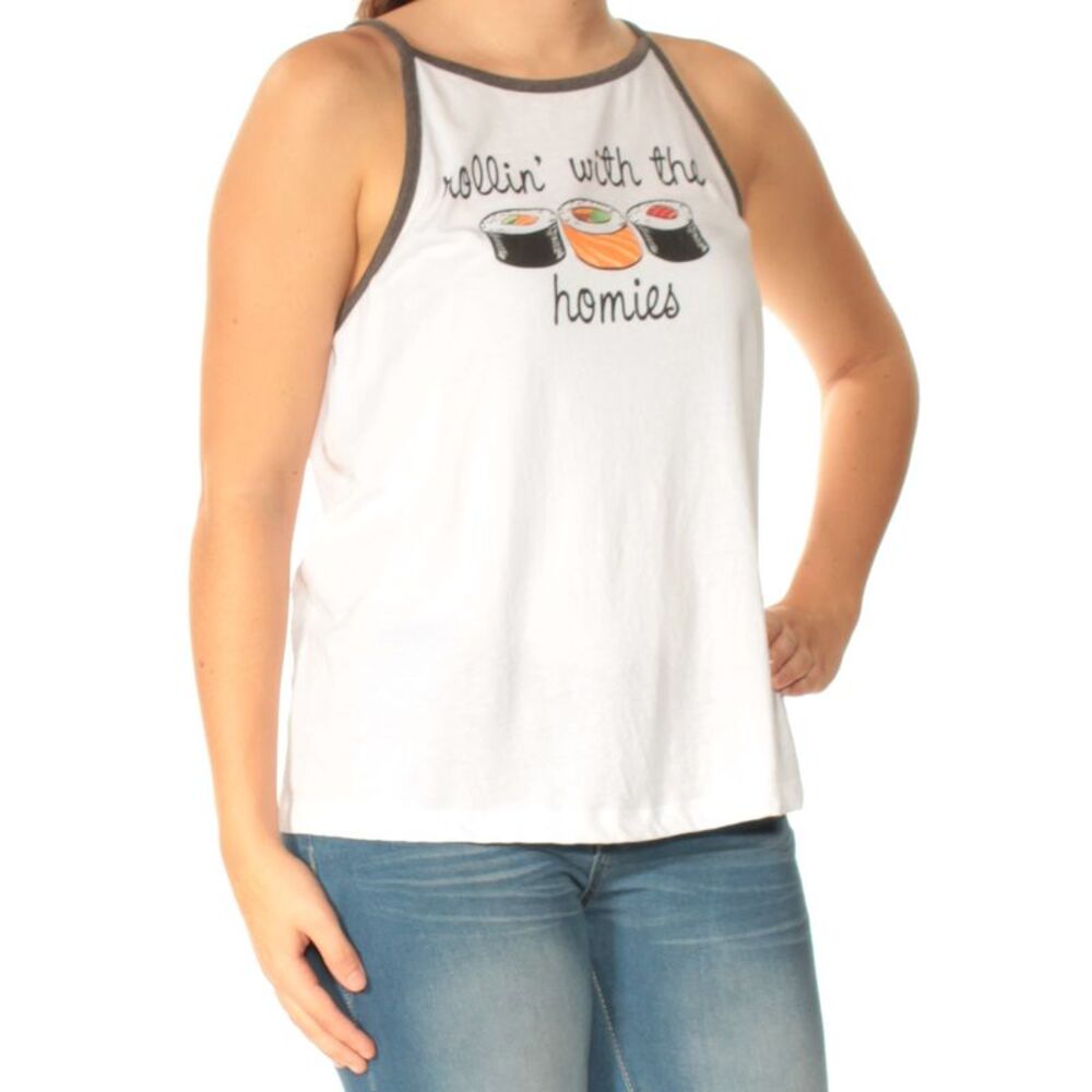 2-KUHL Womens Top White Sleeveless Jewel Neck Printed Juniors S